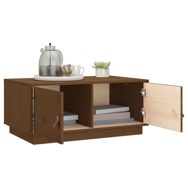 vidaXL sofabord 80x50x35 cm massivt fyrretræ gyldenbrun