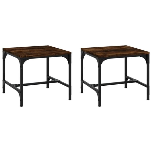 vidaXL Sidebord 2 stk røkt eik 40x40x35 cm konstruert tre
