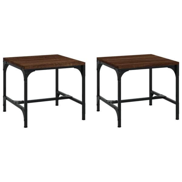vidaXL Sidebord 2 stk brun eik 40x40x35 cm konstruert tre
