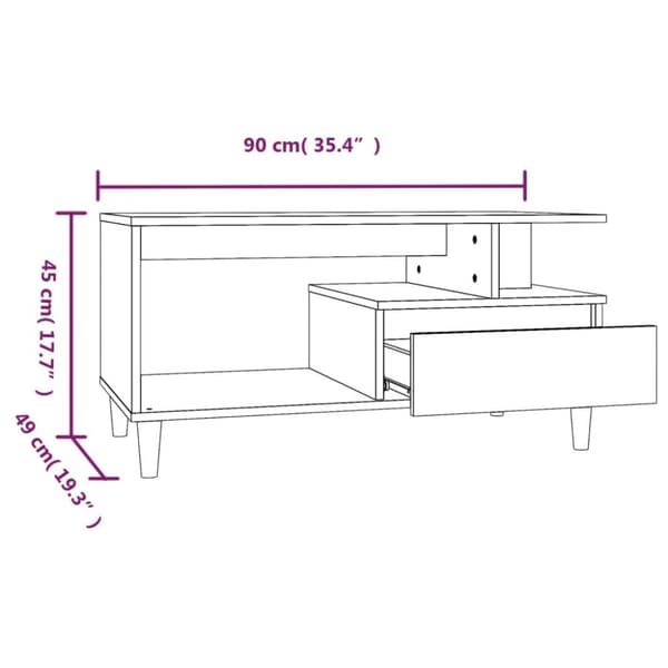 vidaXL Salongbord svart 90x49x45 cm konstruert tre