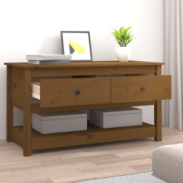 vidaXL sofabord 102x49x55 cm massivt fyrretræ gyldenbrun