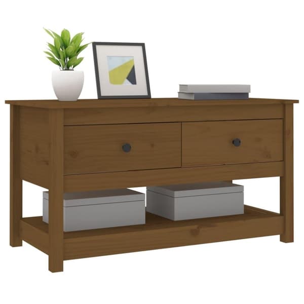 vidaXL sofabord 102x49x55 cm massivt fyrretræ gyldenbrun
