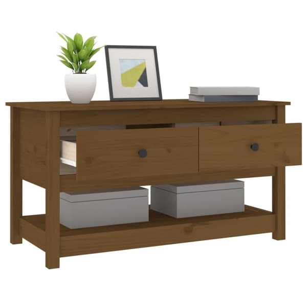 vidaXL sofabord 102x49x55 cm massivt fyrretræ gyldenbrun