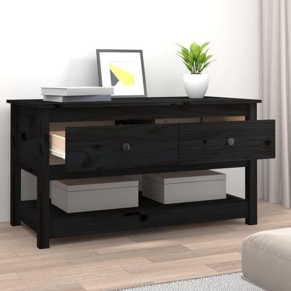vidaXL sofabord 102x49x55 cm massivt fyrretræ sort