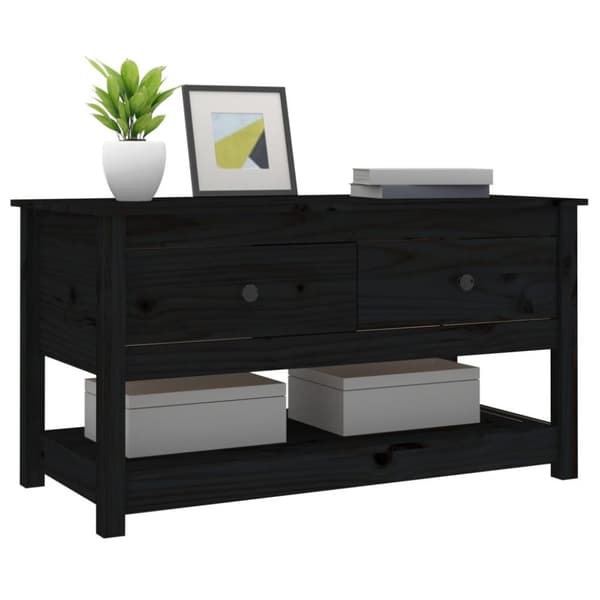 vidaXL sofabord 102x49x55 cm massivt fyrretræ sort