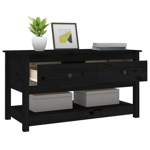 vidaXL sofabord 102x49x55 cm massivt fyrretræ sort