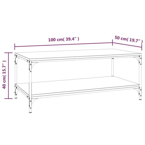 vidaXL sofabord 100x50x40 cm konstrueret træ brun egetræsfarve
