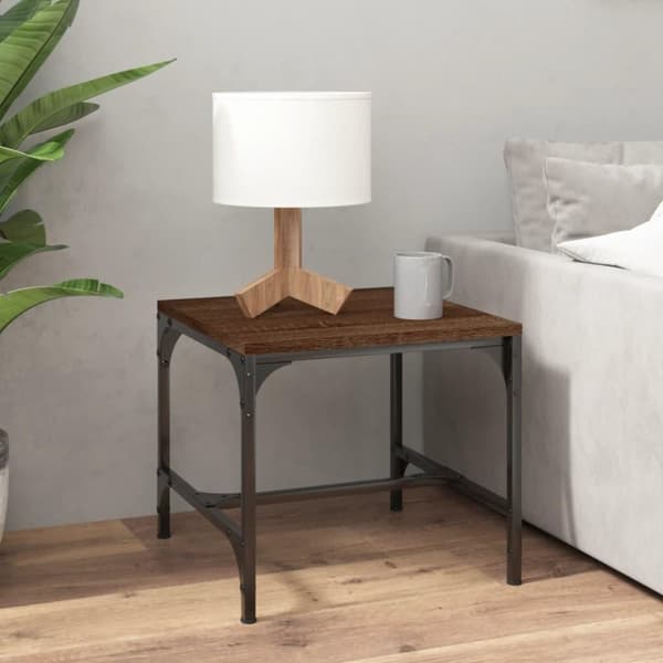 vidaXL sideborde 2 stk. 40x40x35 cm konstrueret træ brun egetræsfarve