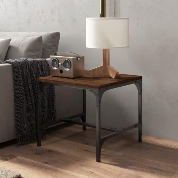 vidaXL sideborde 2 stk. 40x40x35 cm konstrueret træ brun egetræsfarve