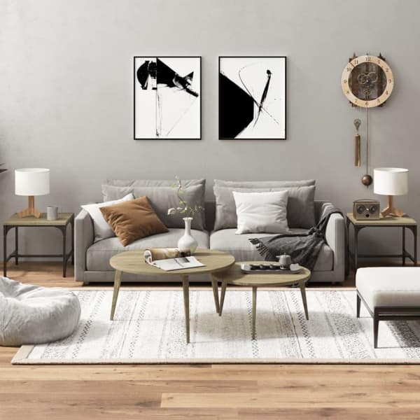 vidaXL sideborde 2 stk. 40x40x35 cm konstrueret træ sonoma-eg