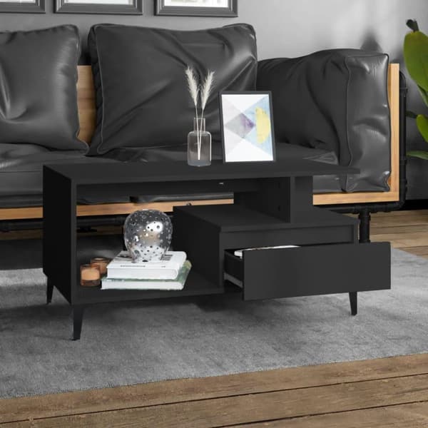 vidaXL sofabord 90x49x45 cm konstrueret træ sort