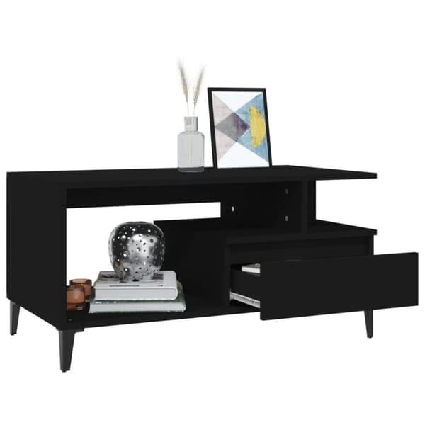 vidaXL sofabord 90x49x45 cm konstrueret træ sort