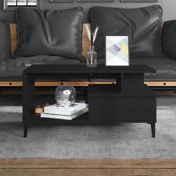 vidaXL sofabord 90x49x45 cm konstrueret træ sort