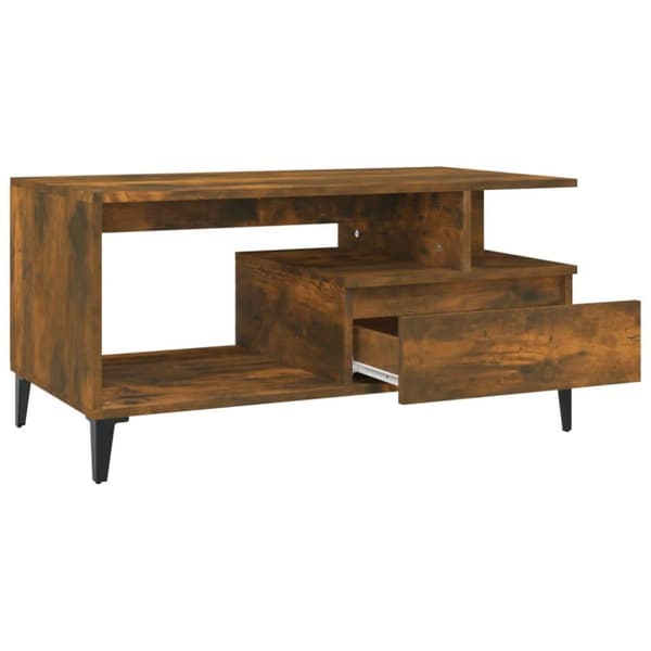vidaXL sofabord 90x49x45 cm konstrueret træ røget egetræsfarve