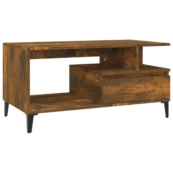 vidaXL sofabord 90x49x45 cm konstrueret træ røget egetræsfarve