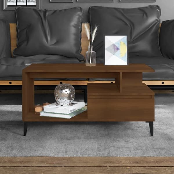 vidaXL sofabord 90x49x45 cm konstrueret træ brun egetræsfarve