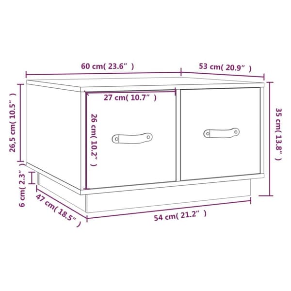 vidaXL Salongbord 60x53x35 cm heltre furu