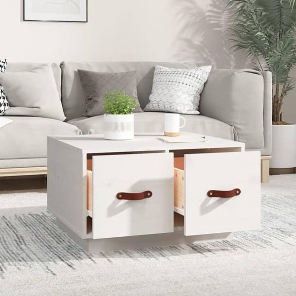 vidaXL Soffbord vit 60x53x35 cm massiv furu