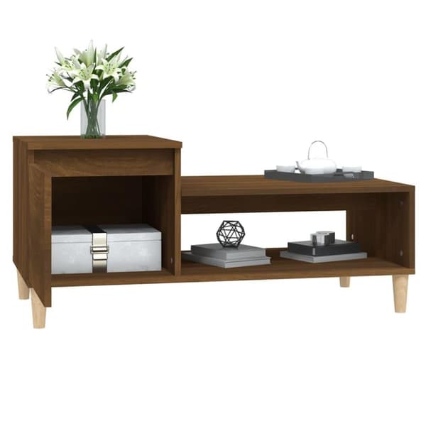 vidaXL Soffbord brun ek 100x50x45 cm konstruerat trä