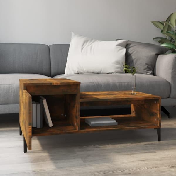 vidaXL Salongbord røkt eik 100x50x45 cm konstruert tre