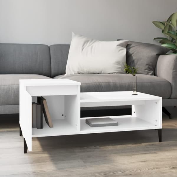 vidaXL Soffbord vit 100x50x45 cm konstruerat trä