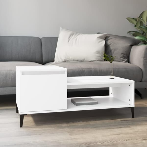 vidaXL Soffbord vit 100x50x45 cm konstruerat trä