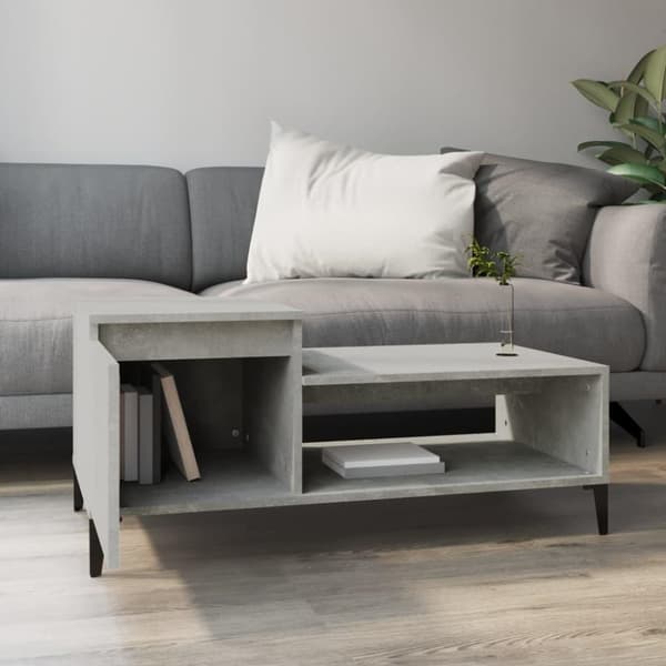 vidaXL Soffbord betonggrå 100x50x45 cm konstruerat trä