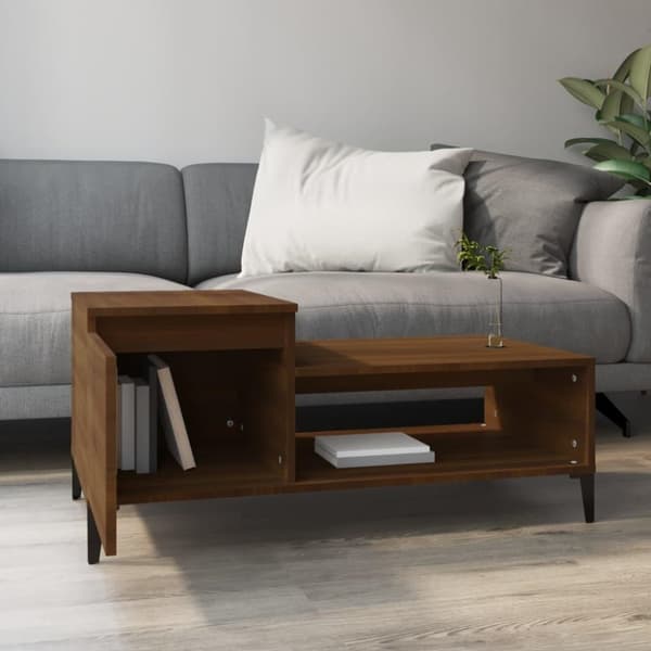 vidaXL Soffbord brun ek 100x50x45 cm konstruerat trä