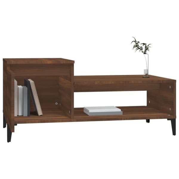 vidaXL Soffbord brun ek 100x50x45 cm konstruerat trä
