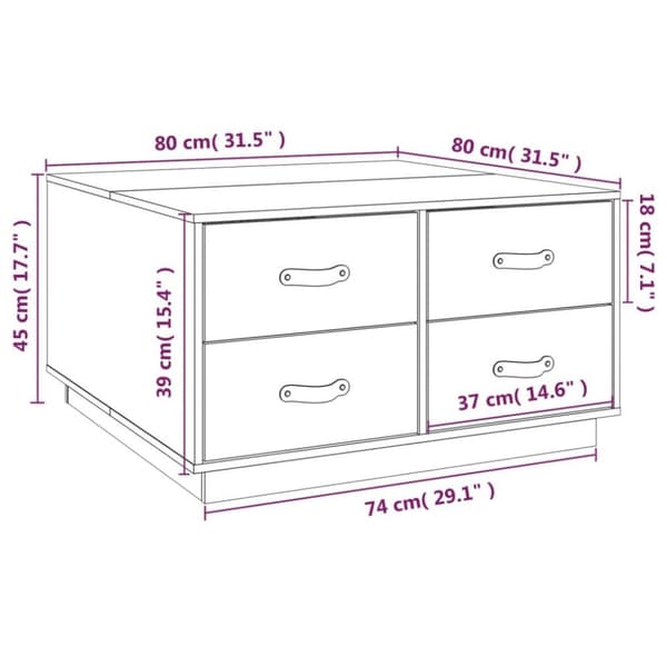 vidaXL Salongbord 80x80x45 cm heltre furu