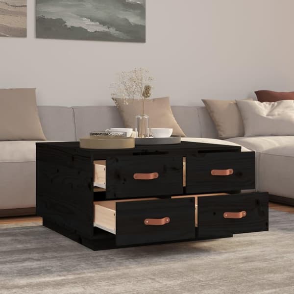 vidaXL Salongbord svart 80x80x45 cm heltre furu