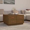 Miniatyrbilde 2 av 10: vidaXL Salongbord honningbrun 80x80x45 cm heltre furu