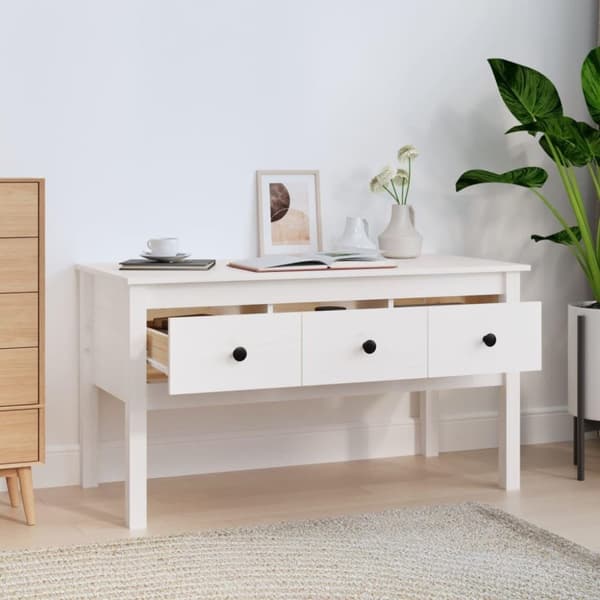 vidaXL sofabord 102x49x55 cm massivt fyrretræ hvid