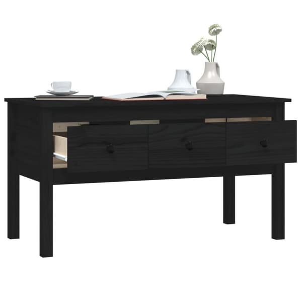 vidaXL sofabord 102x49x55 cm massivt fyrretræ sort