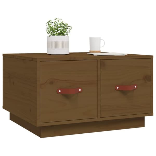 vidaXL sofabord 60x53x35 cm massivt fyrretræ gyldenbrun