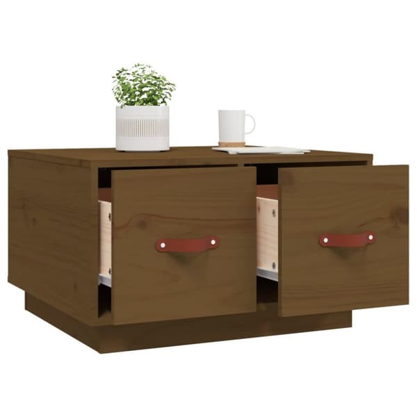 vidaXL sofabord 60x53x35 cm massivt fyrretræ gyldenbrun