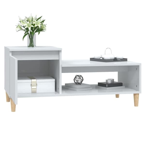 vidaXL sofabord 100x50x45 cm konstrueret træ hvid højglans
