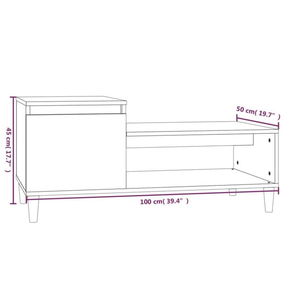 vidaXL sofabord 100x50x45 cm konstrueret træ hvid højglans
