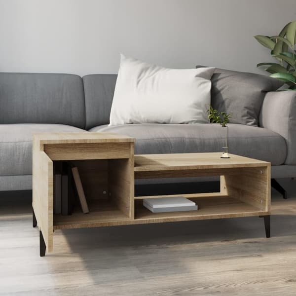 vidaXL Sohvapöytä Sonoma-tammi 100x50x45 cm tekninen puu
