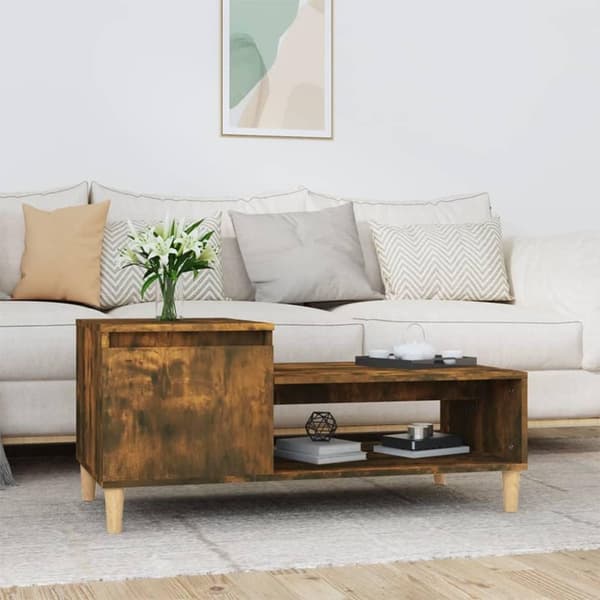 vidaXL sofabord 100x50x45 cm konstrueret træ røget egetræsfarve