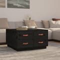 Miniatyrbillede 2 af 10: vidaXL sofabord 80x80x45 cm massivt fyrretræ sort