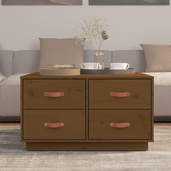 vidaXL Sohvapöytä hunajanruskea 80x80x45 cm täysi mänty