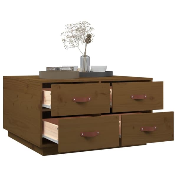 vidaXL Sohvapöytä hunajanruskea 80x80x45 cm täysi mänty