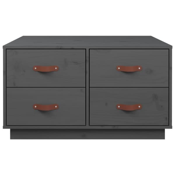vidaXL Sohvapöytä harmaa 80x80x45 cm täysi mänty