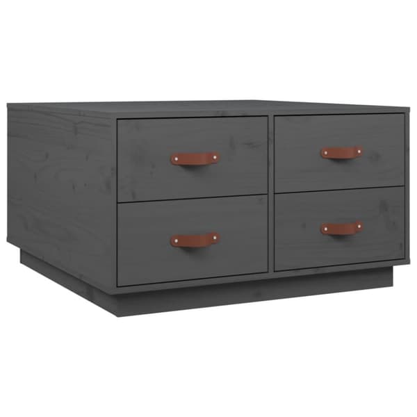 vidaXL Sohvapöytä harmaa 80x80x45 cm täysi mänty