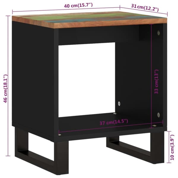 vidaXL sofabord 40x31x46 cm massivt genbrugstræ og konstrueret træ