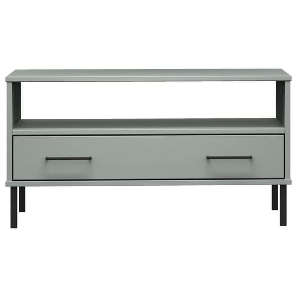 vidaXL Soffbord med metallben OSLO grå 85x50x45 cm massivt trä