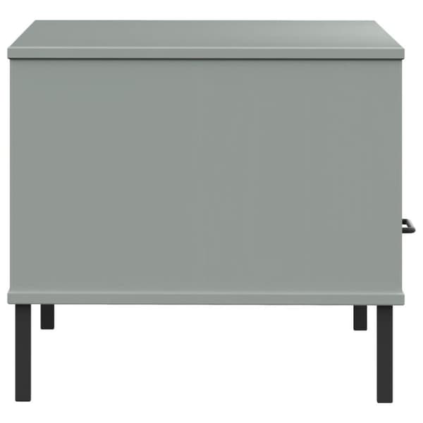vidaXL Soffbord med metallben OSLO grå 85x50x45 cm massivt trä