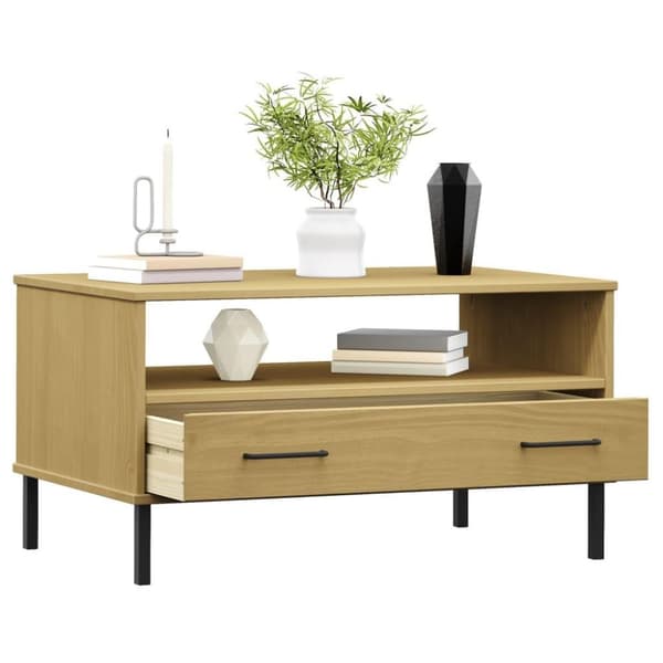 vidaXL Salongbord med metallben brun 85x50x45 cm heltre OSLO