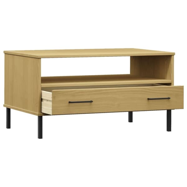 vidaXL Salongbord med metallben brun 85x50x45 cm heltre OSLO